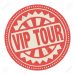 Abstract stamp or label with the text Vip Tour written inside, vector illustration